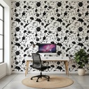 Papel Vinilico Blanco Flores Negras Galia 46/3 Muresco Ds Blanco Y Negro