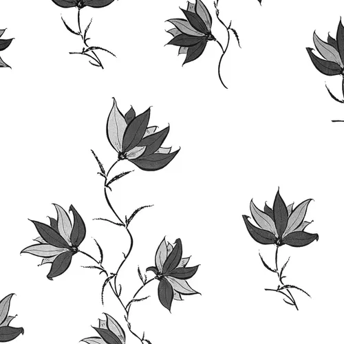 Papel Vinilizado Flores Negras F/ Blanco Amarie Muresco 31/1