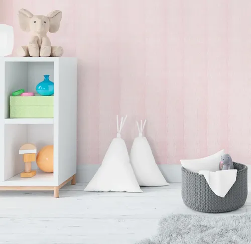 Papel Vinilizado Rayado Rosa Claro Muresco 3208/8 Dstock Cuentos