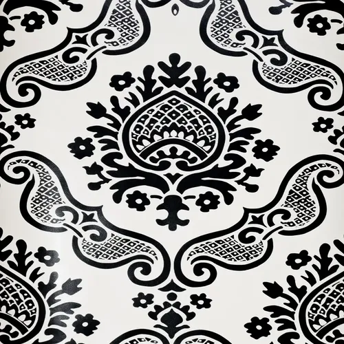 Papel Vinilizado Blanco y Negro Arabescos Amarie Muresco 32/1 DecoStock