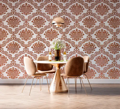Papel Vinilizado Amarie Muresco Arabescos Ocre 32/6 DecoStock