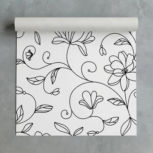 Papel Vinilico Textur Zen 3485/1 Muresco F/blanco Flor Negra