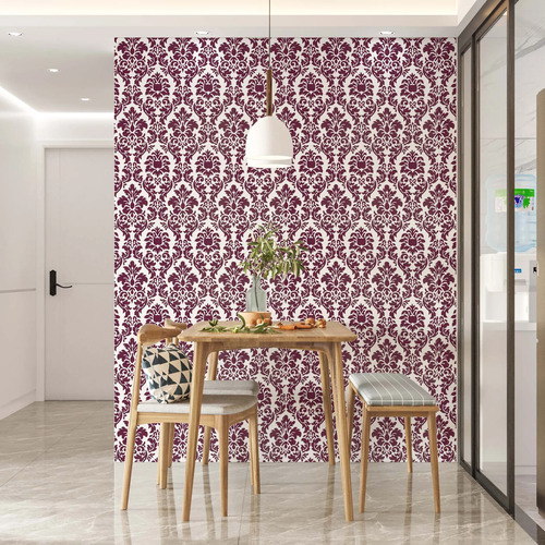Papel Vinilizado F/blanco Arabescos Bordo Amarie Muresc 37/2