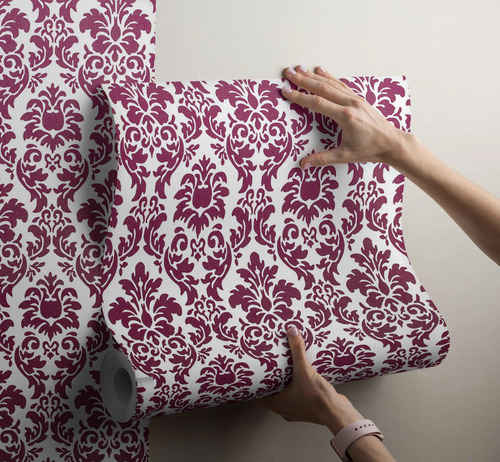 Papel Vinilizado F/blanco Arabescos Bordo Amarie Muresc 37/2