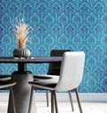 Papel Vinilizado Amarie 37/4 F/ Turquesa Diseño Azul DecoStock