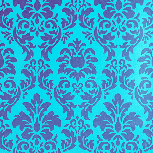 Papel Vinilizado Amarie 37/4 F/ Turquesa Diseño Azul DecoStock