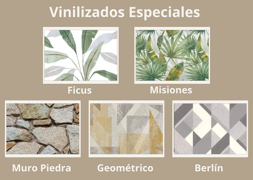 Papel Vinilizado Especial Vs. Modelos Piedra/hoja/geometrico