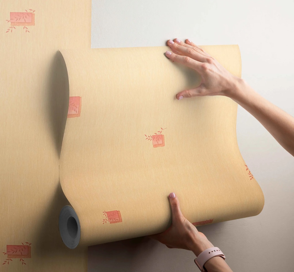 Papel Vinilico Texturado C/diseño Madras Muresco 4304/3 Ds Amarillo Maiz