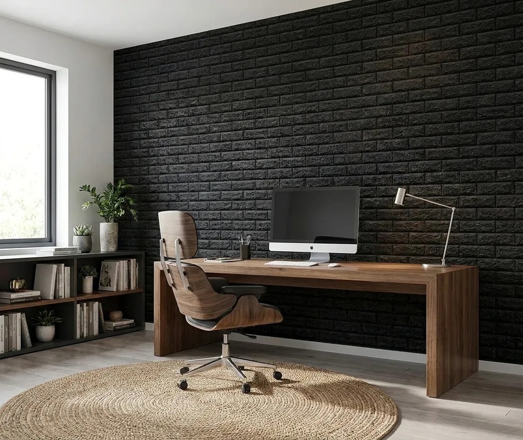 Placas 3d Autoadhesivas Pared Muresco Pintable/lavable Ladri Ladrillo Negro