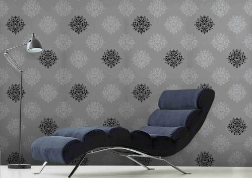 Papel Vinilico Gris Y Negro Con F/ Gris Galia Muresco 43/1 DecoStock