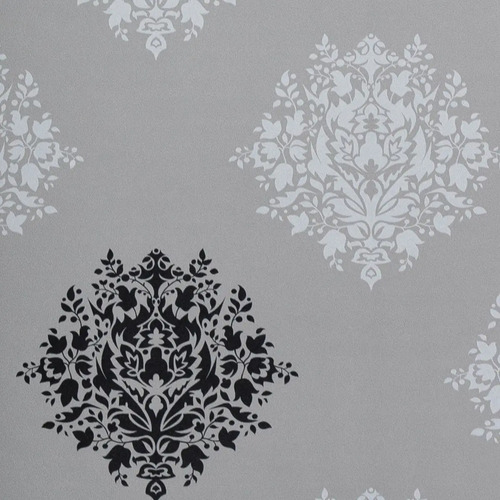 Papel Vinilico Gris Y Negro Con F/ Gris Galia Muresco 43/1 DecoStock