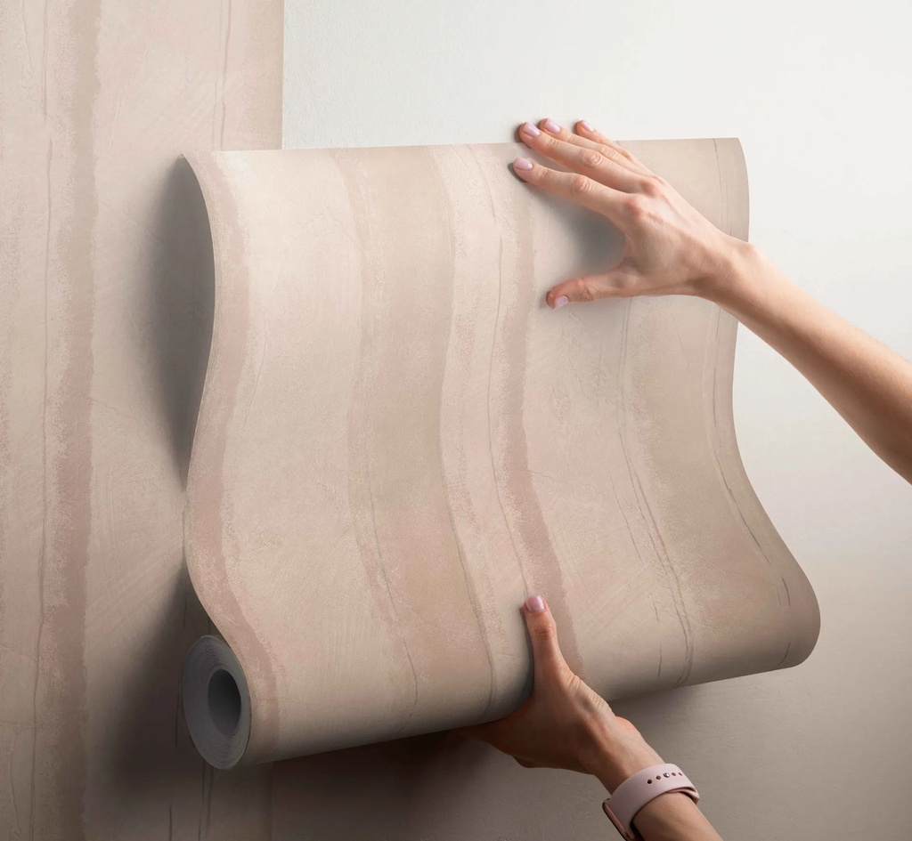 Papel Vinilizado Beige Arena Rayado Relieves Muresco 9604/2 Beige Arena