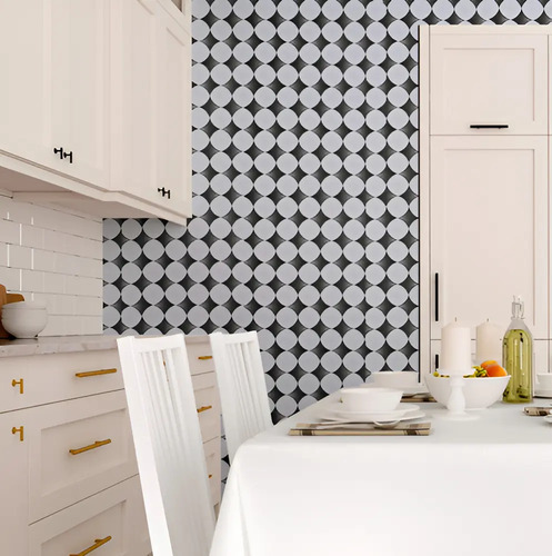 Papel Vinilico Galia Muresco 47/1 Geometrico Blanco y Negro DecoStock