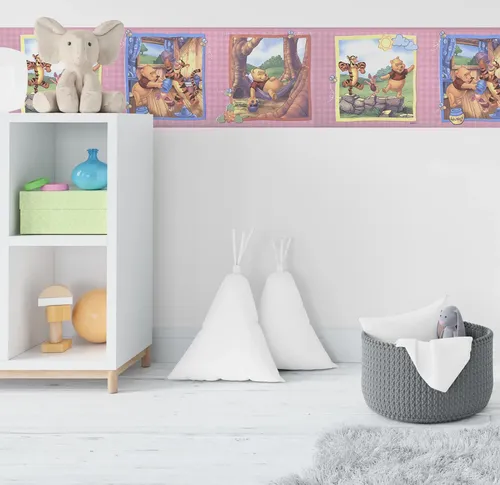 Guarda Vinilizada X 5 Mts - Winnie Pooh F/ Rosa 4801/3 DecoStock