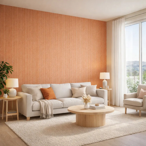 Papel Vinilico Rayado Muresco Anna 4903/4 Decostock Naranja Terracota