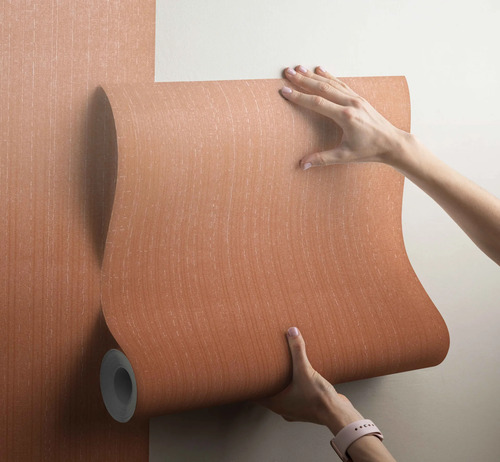 Papel Vinilico Rayado Muresco Anna 4903/4 Decostock Naranja Terracota