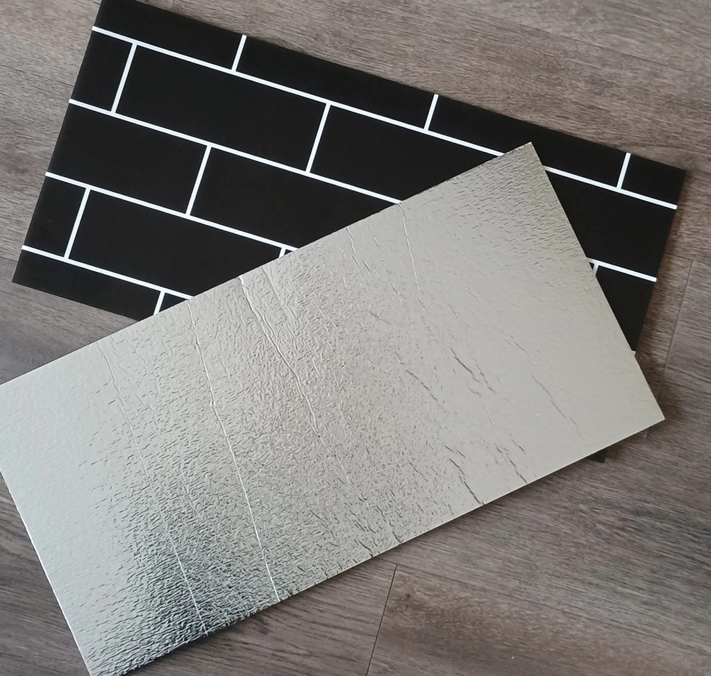 Pack X 5 Placas 3d Adhesivas Pared Muresco Laminadas Marmol Subway Negro