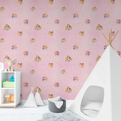 Papel Vinilico F/ Rosa Claro Princesas 5702/1 Muresco Disney