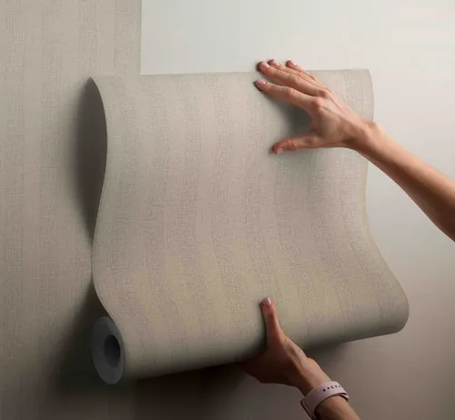 Papel Vinilico Beige Tostado Rayado Tramas 5804/4 Muresco