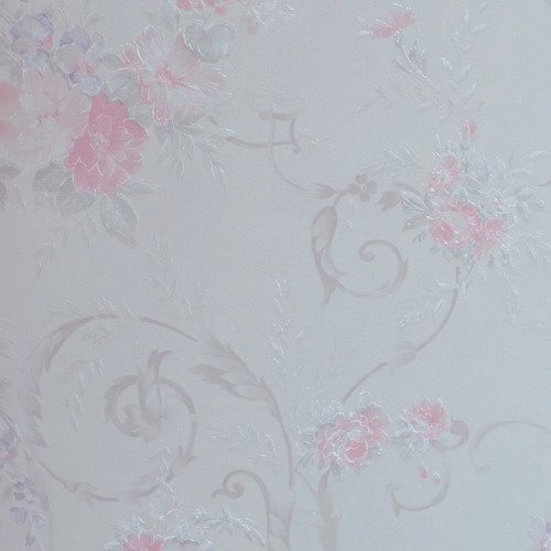 Papel Vinilico Blanco Sedado Flores Cinthia 6107/1 Muresco