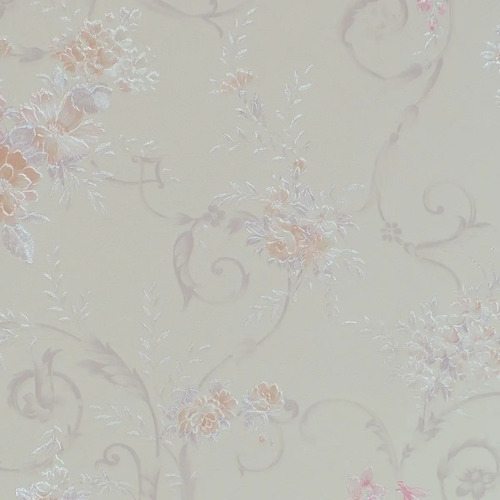 Papel Vinilico Beige Sedado Flores Cinthia 6107/2 Muresco