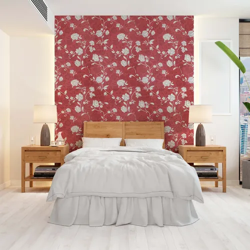 Papel Vinilico Texturado Flores F/ Rojo Ayun Muresco 6403/3