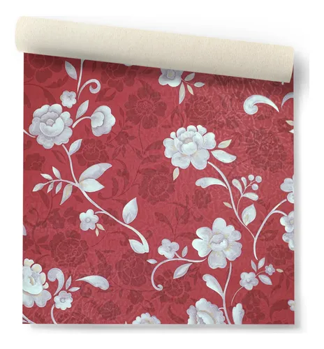 Papel Vinilico Texturado Flores F/ Rojo Ayun Muresco 6403/3