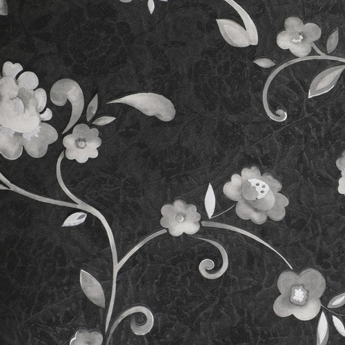 Papel Vinilico Flores Gris Osc F/ Negro Ayun Muresco 6403/5