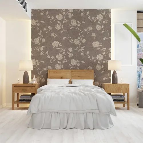 Papel Vinilico Texturado Flores Beige Ayun Muresco 6403/6 Ds