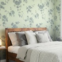 Papel Vinilizado Ramas Flores Azul Iara Muresco 71/1 Dstock