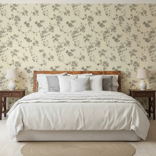 Papel Vinilizado Ramas Flores Grises Iara Muresco 71/2 DecoStock