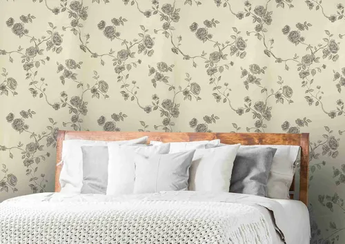Papel Vinilizado Ramas Flores Grises Iara Muresco 71/2 DecoStock