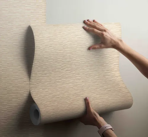 Papel Vinílico Lounge 7458/2 Muresco Con Diseño Decostock Beige Y Marron