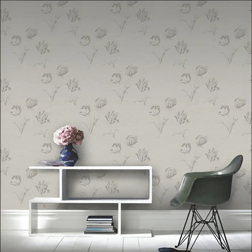 Papel Vinílico Crema Lounge 7460/1 Floral Muresco