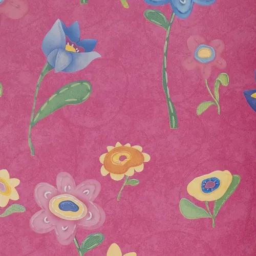 Papel Vinilizado F/ Fucsia Con Flores Cuentos Muresco 7809/3