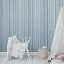 Papel Vinilizado Rayado Cuentos Muresco 7810/1 Decostock Celeste Y Verde