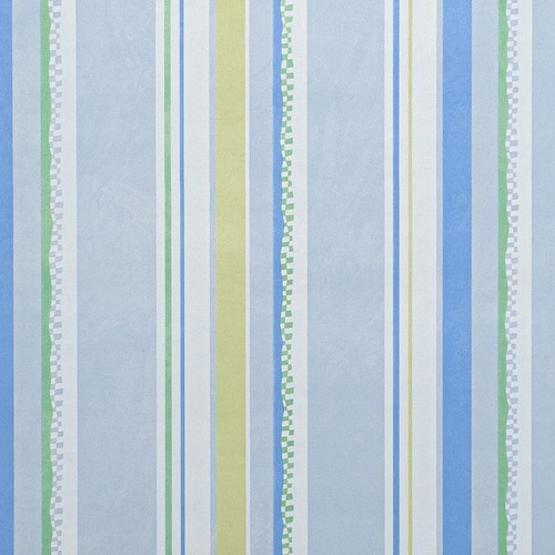 Papel Vinilizado Rayado Cuentos Muresco 7810/1 Decostock Celeste Y Verde