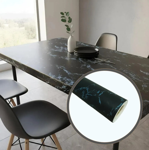 Rollo De Pvc Autoadhesivo Imperial Símil Marmol Oscuro 10 M DecoStock