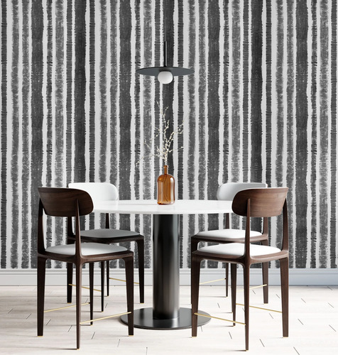 Papel Vinilizado Aroma Muresco 8330/4 Blanco, Gris y Negro