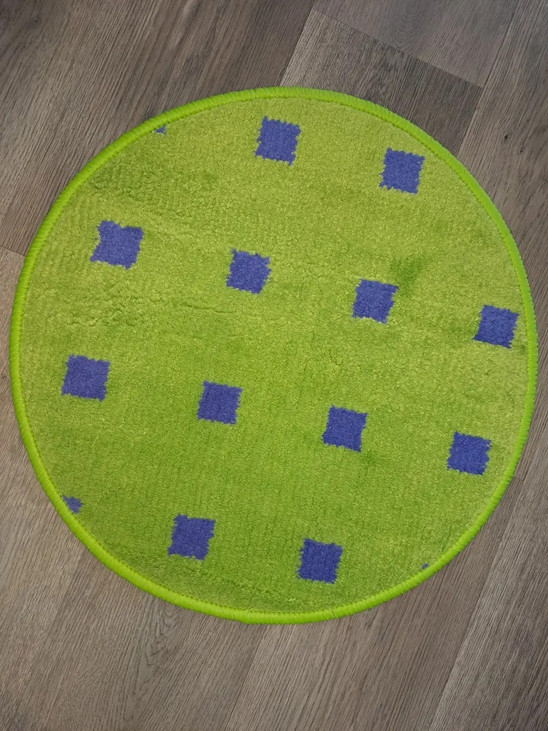 Alfombra Redonda 50 Cm Diámetro Verde Con Violeta Verde/índigo