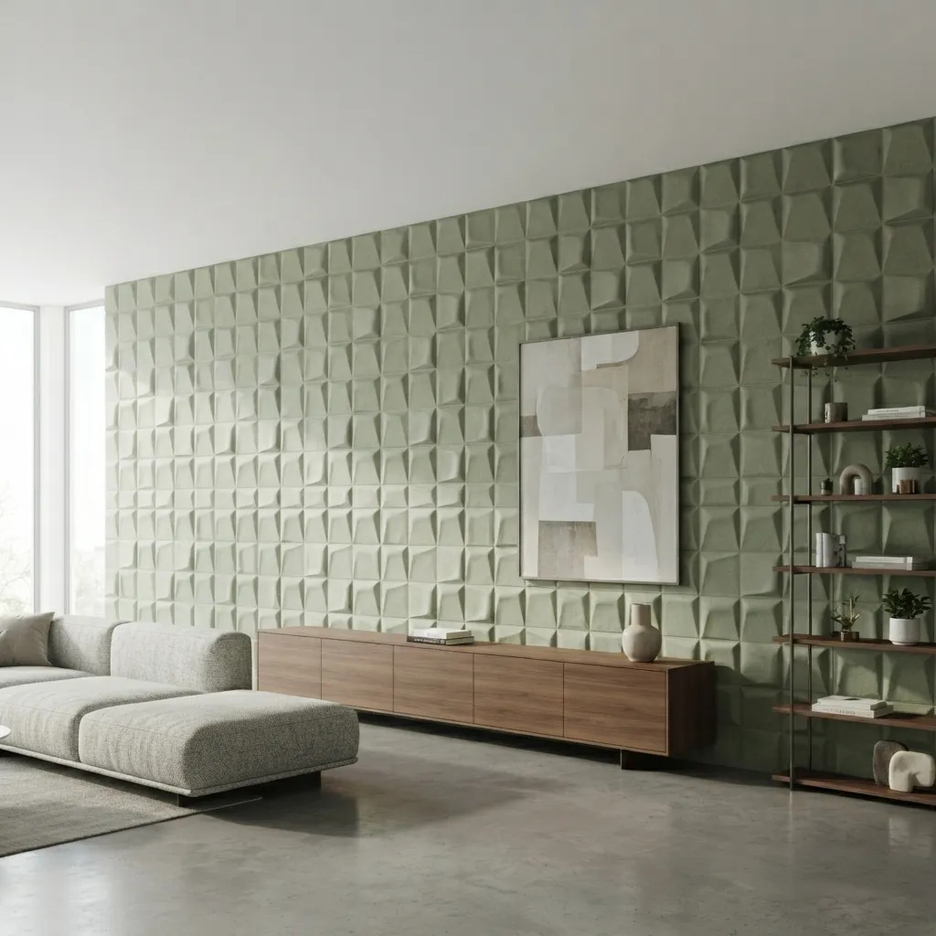 Placas 3d Autoadhesivas Muresco Texturadas Antihumedad Felpa Verde Seco