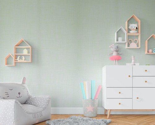 Papel Vinilico Cuadrillè Verde Pastel 8702/2 Nido Muresco DecoStock