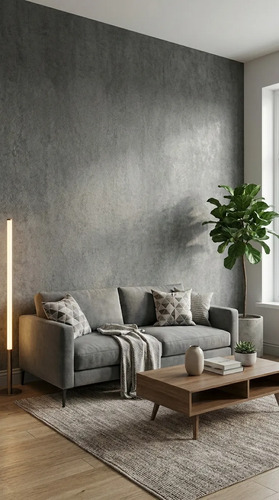 Papel Autoadhesivo Pared Texturado Rollo 0,60 X 5 Mts - 3m2 Gris Oscuro - Sombra