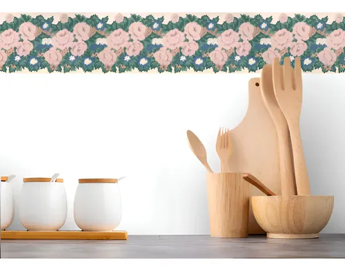 Guarda Vinilizada X 5 Mts - Flores Rosa F/ Blanco 90238/2 DecoStock