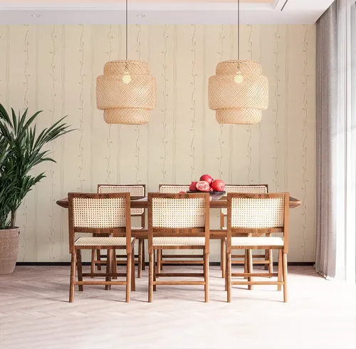 Papel Vinilico Tex. Beige Bamboo Hojas Muresco 9304/3 Dstock