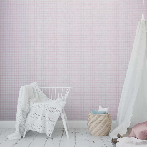 Papel Vinilico Cuadrille Rosa Importado Único 0,68 X 8,70 M