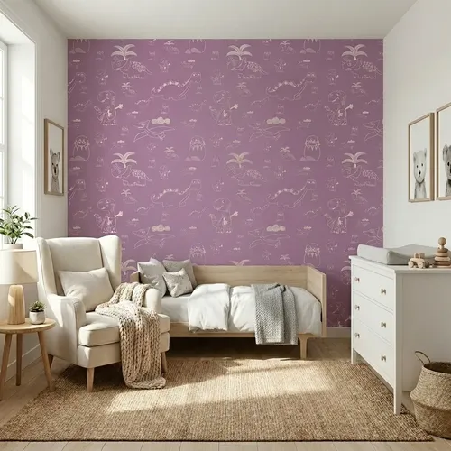 Papel Vinilizado Dinosaurios Hashtag Muresco 9923/2 Violeta