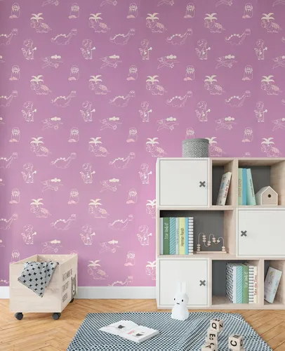 Papel Vinilizado Dinosaurios Hashtag Muresco 9923/2 Violeta