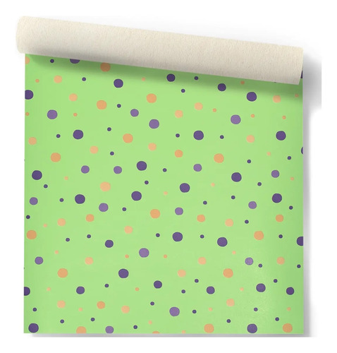 Papel Vinilizado F/ Verde Con Lunares Hashtag Muresco 9928/3