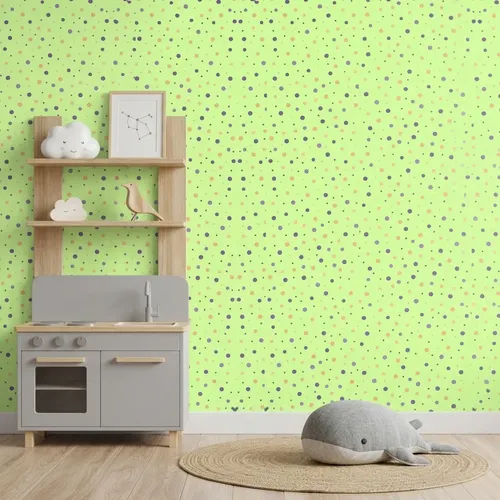 Papel Vinilizado F/ Verde Con Lunares Hashtag Muresco 9928/3